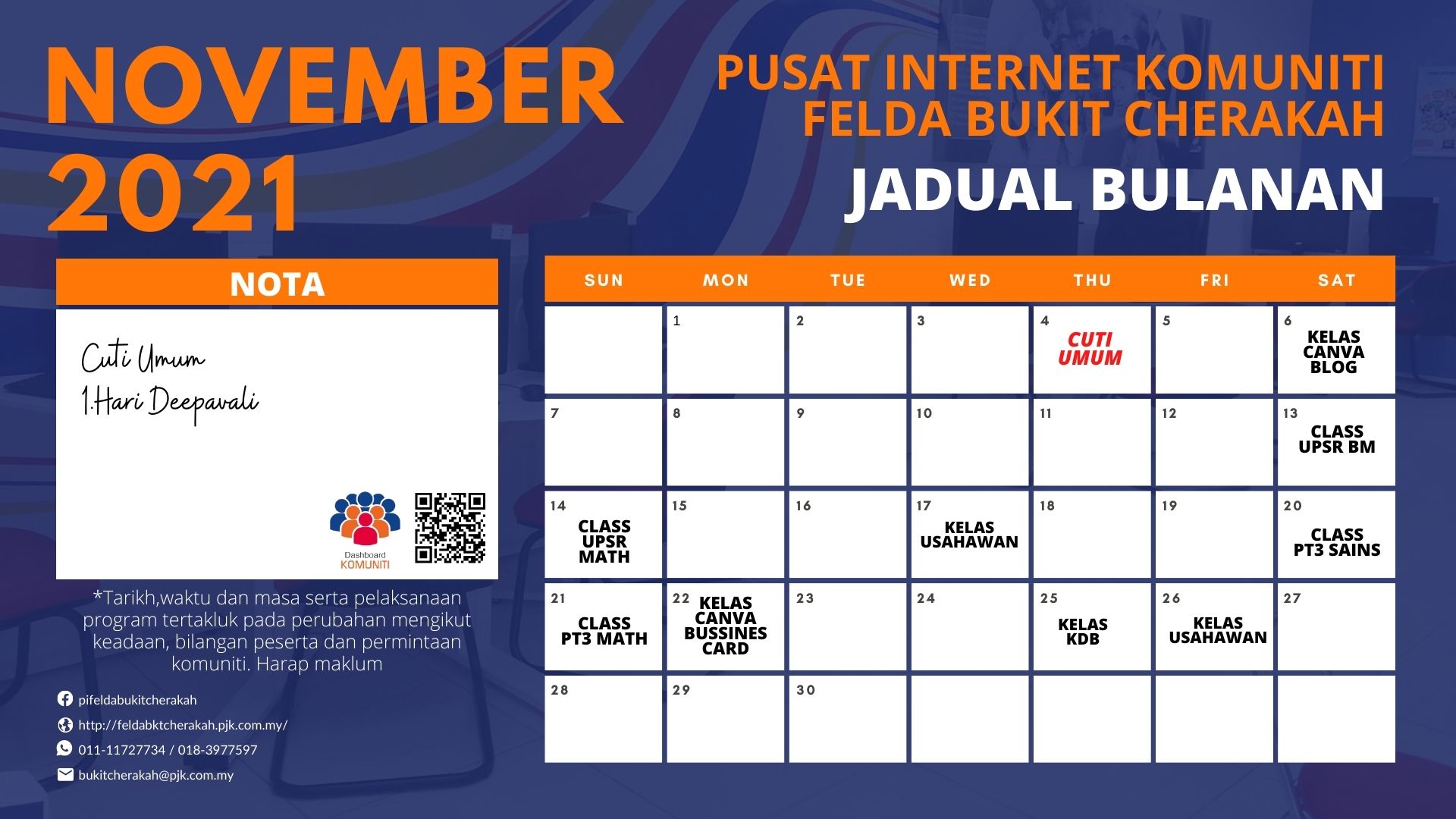 Jadual Aktiviti PIK FBC Nov 2021