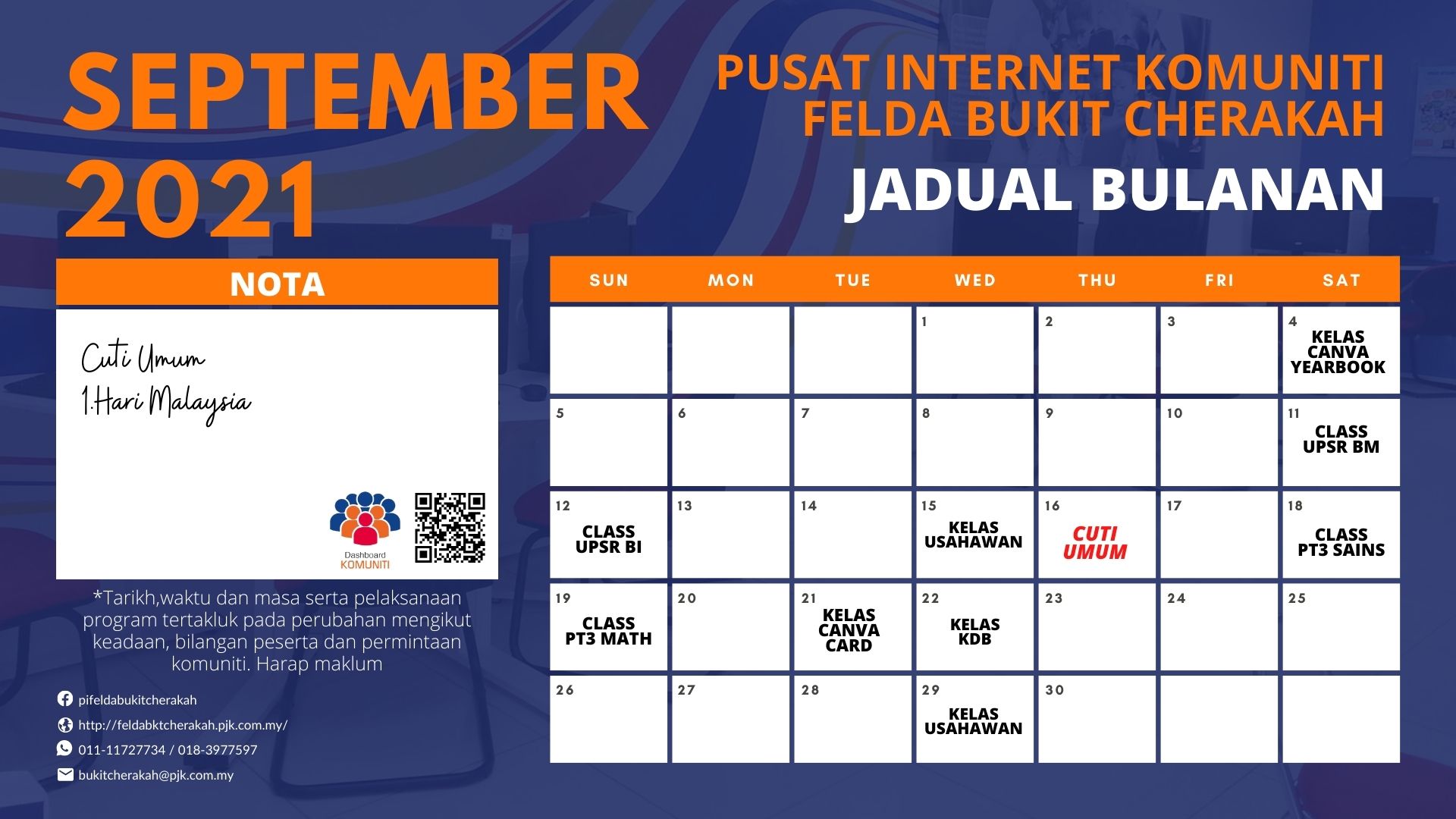 Jadual Aktiviti PIK FBC Sept 2021