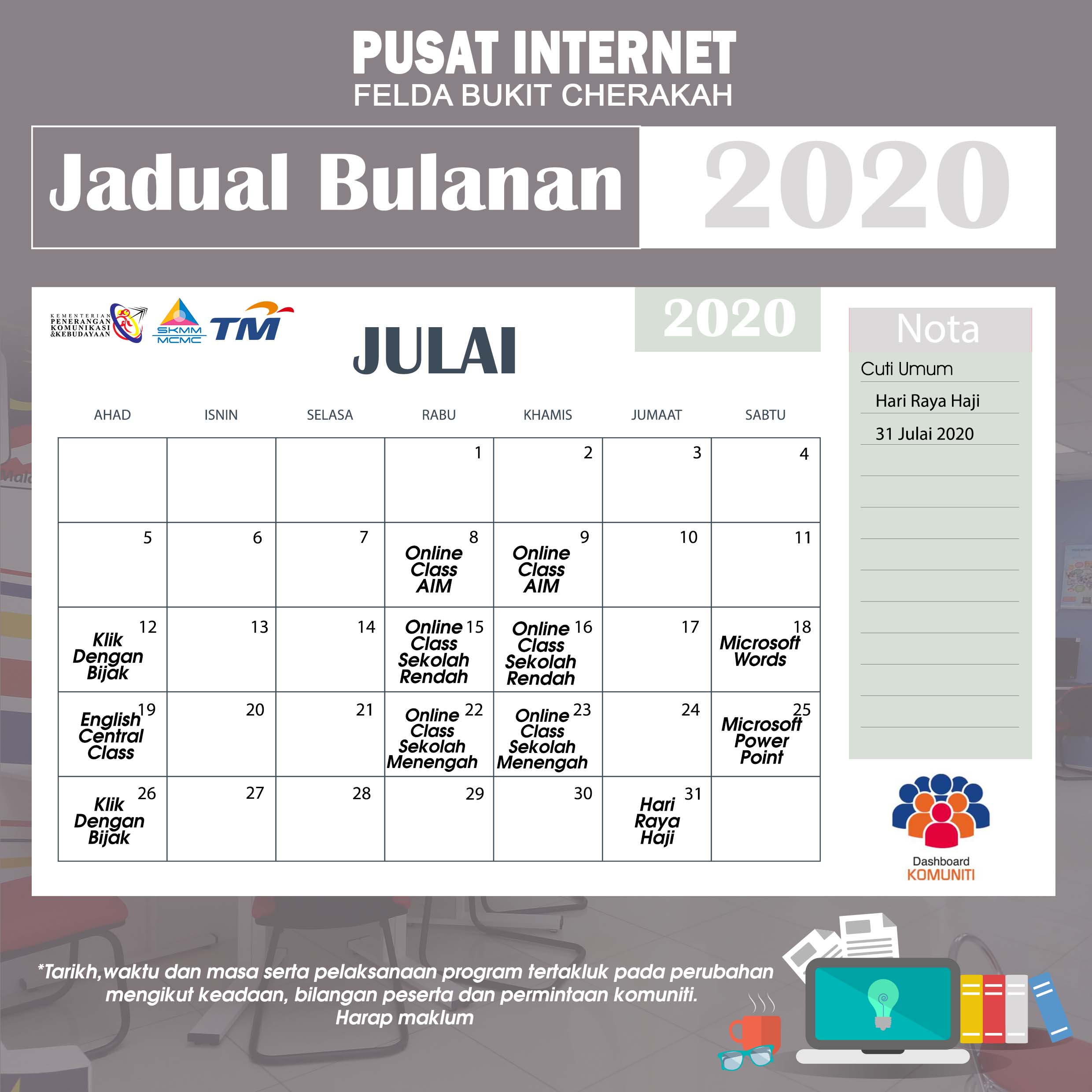 Kalender Pi1M JULAI 2020