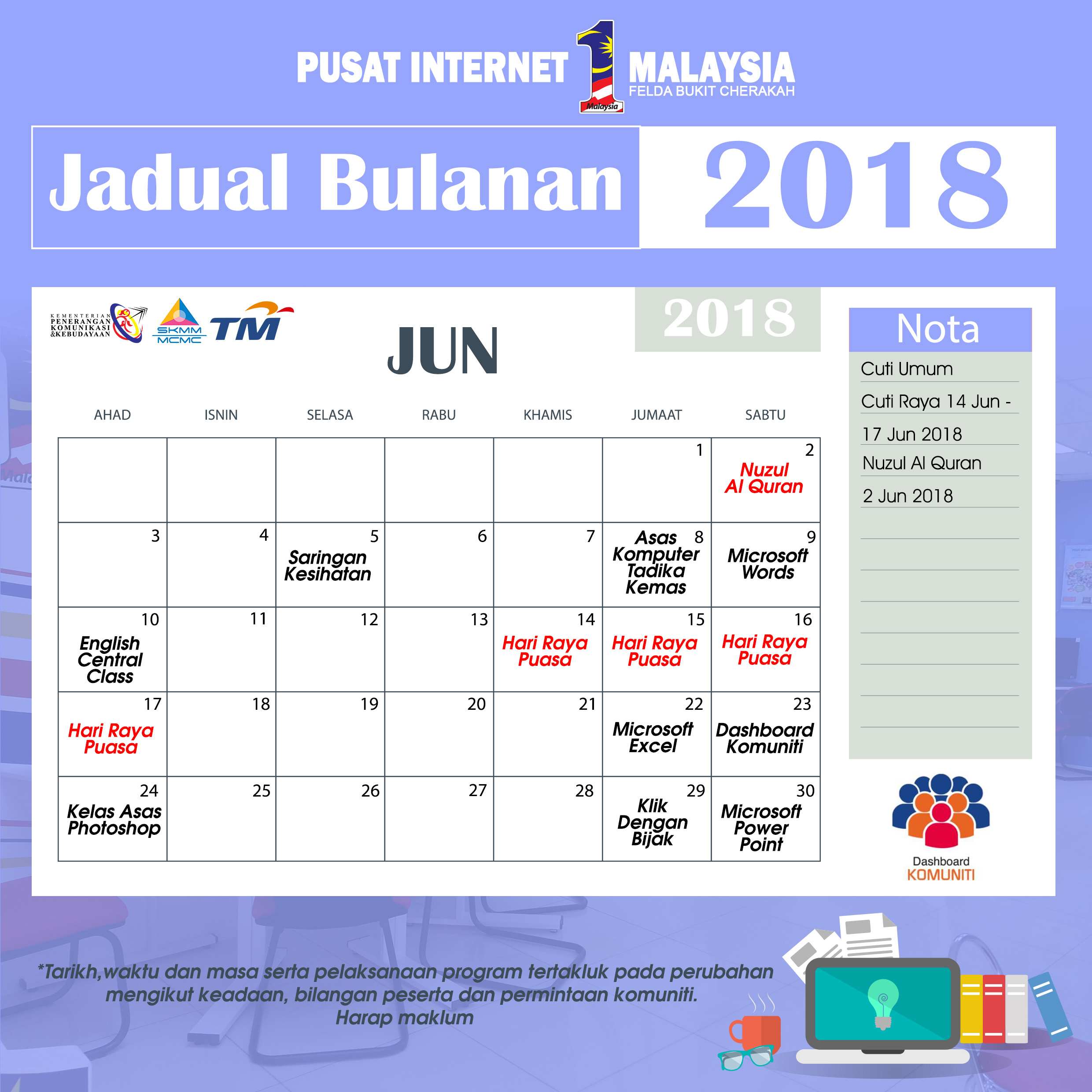 Kalender Pi1M JUN 2018