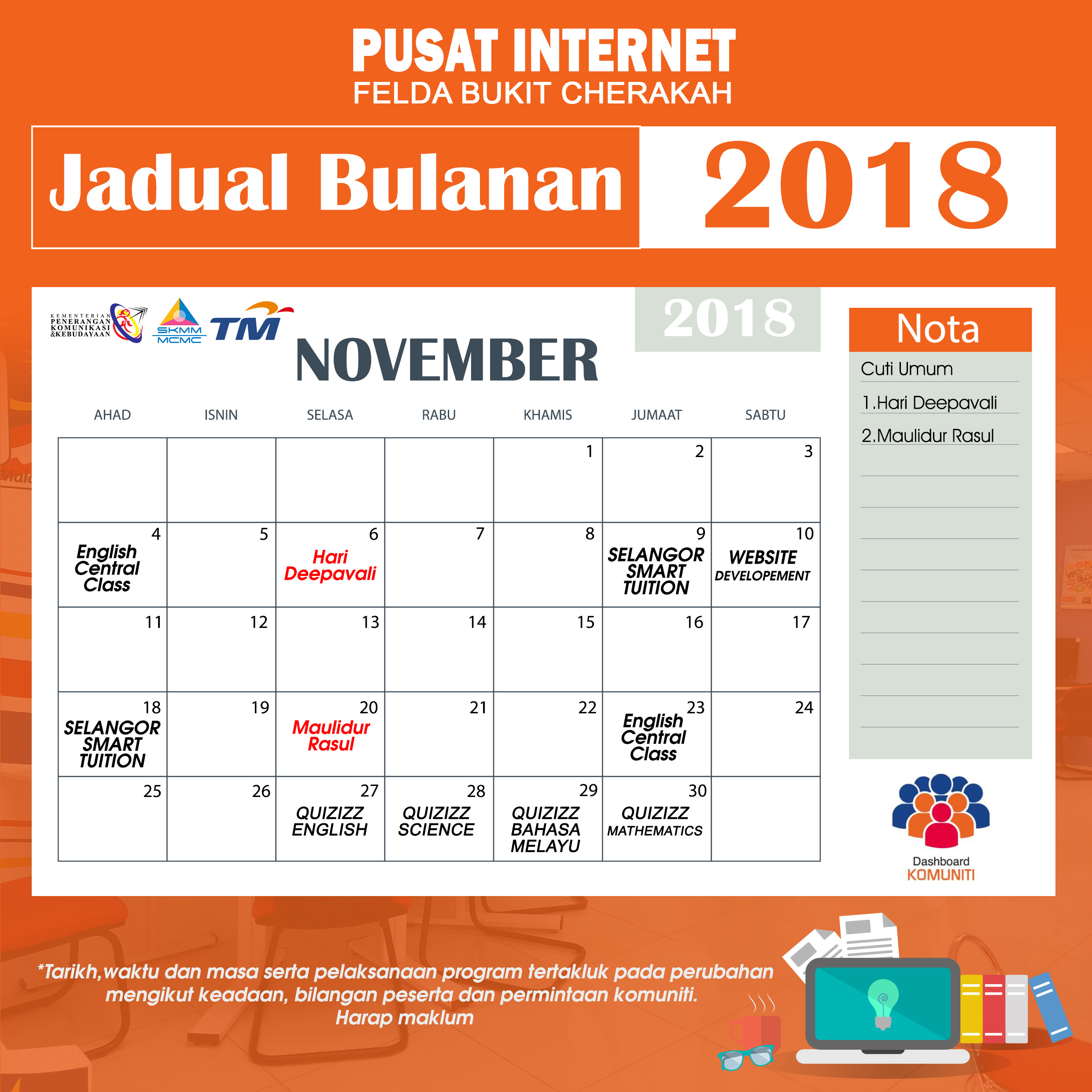 Kalender Pi1M NOV 2018