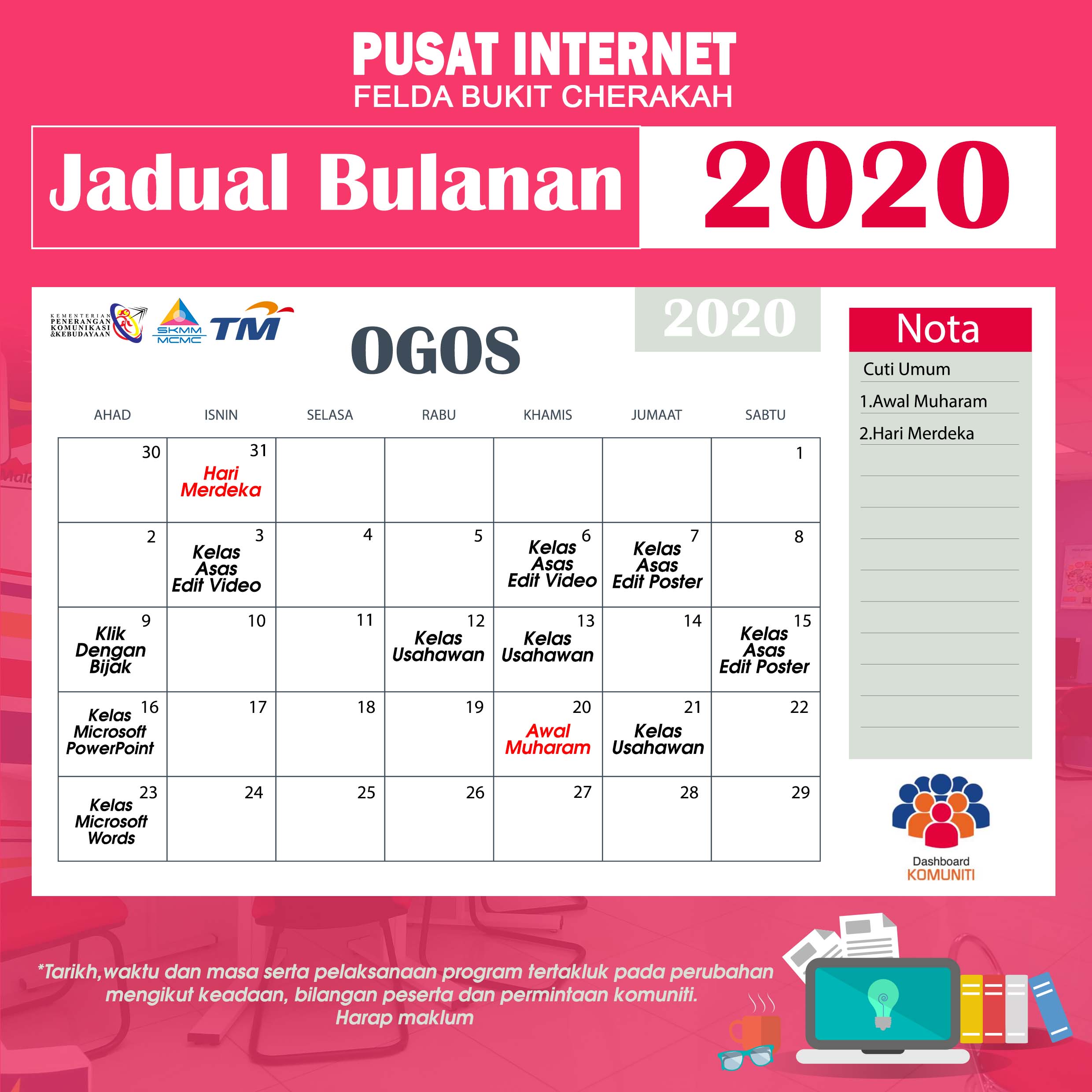 Kalender Pi1M OGOS 2020