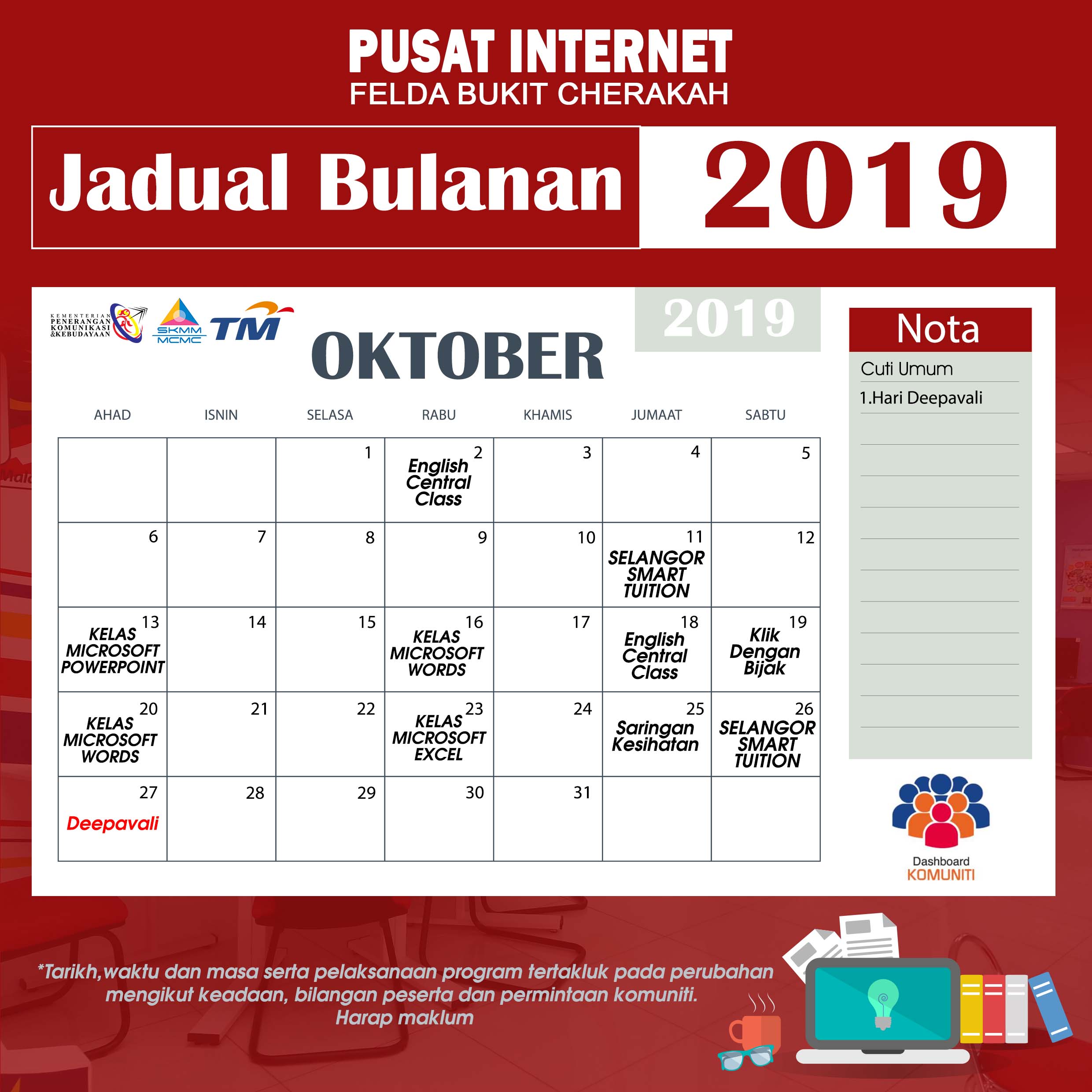 Kalender Pi1M OKTOBER 2019