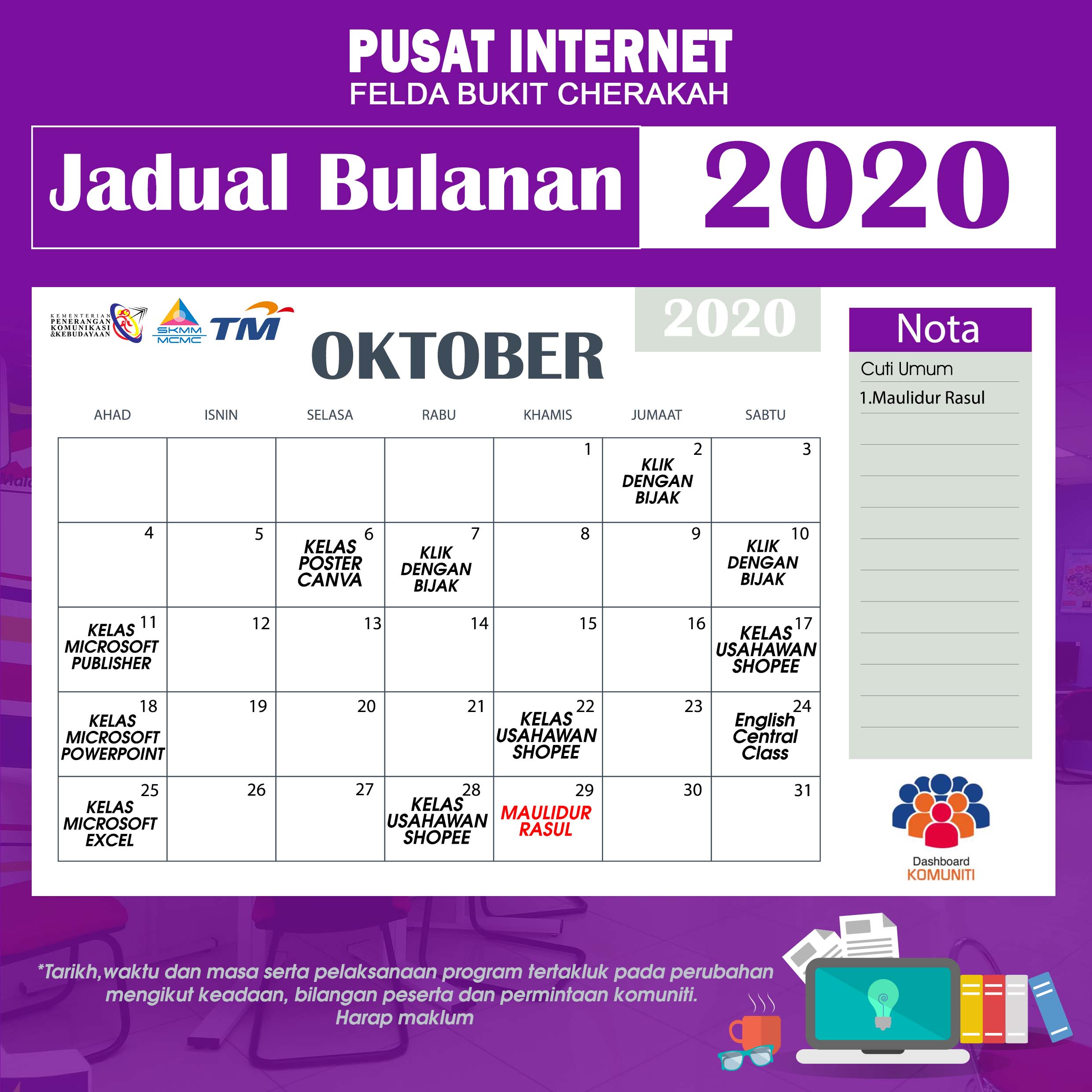 Kalender Pi1M OKTOBER 2020