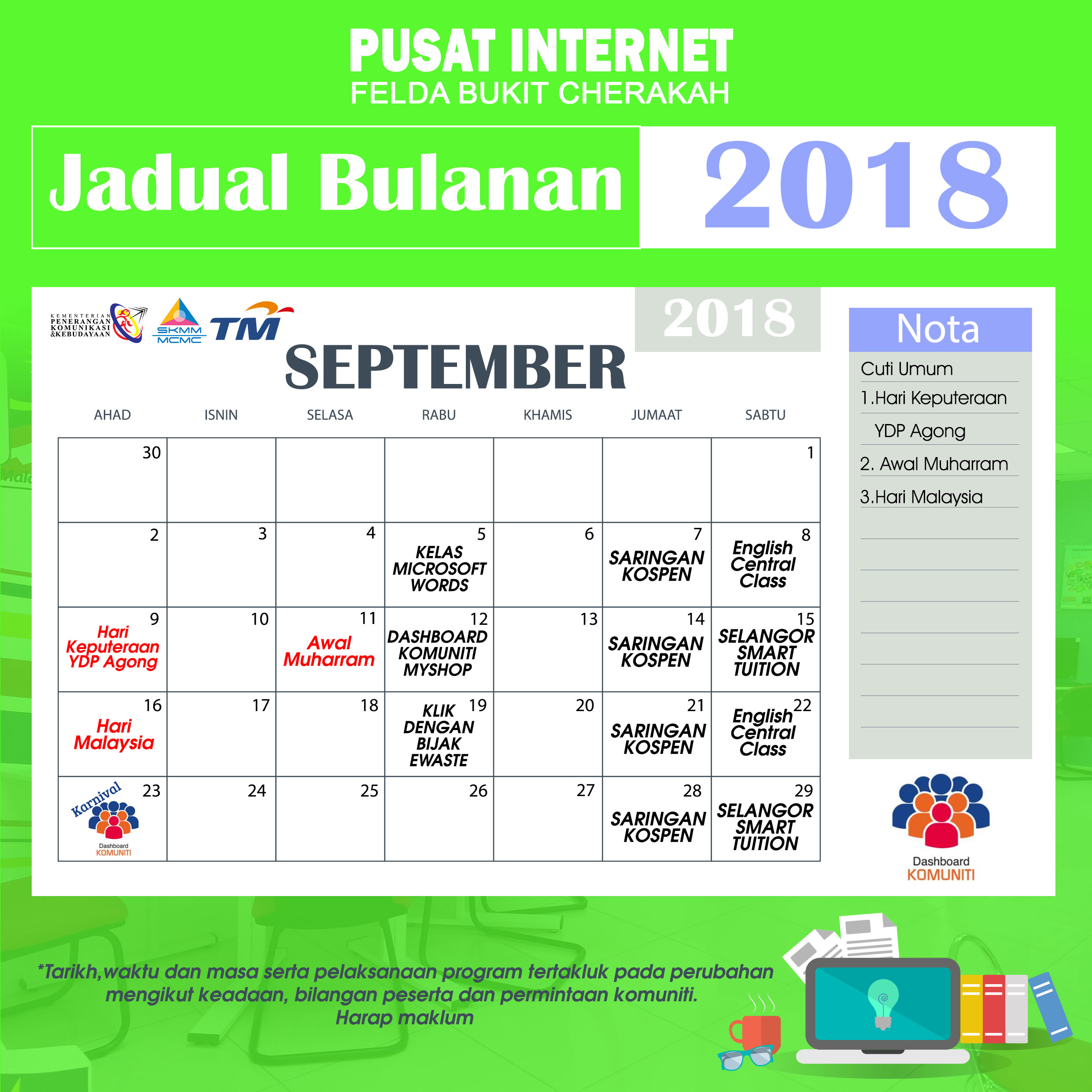 Kalender Pi1M SEPTEMBER 2018 A