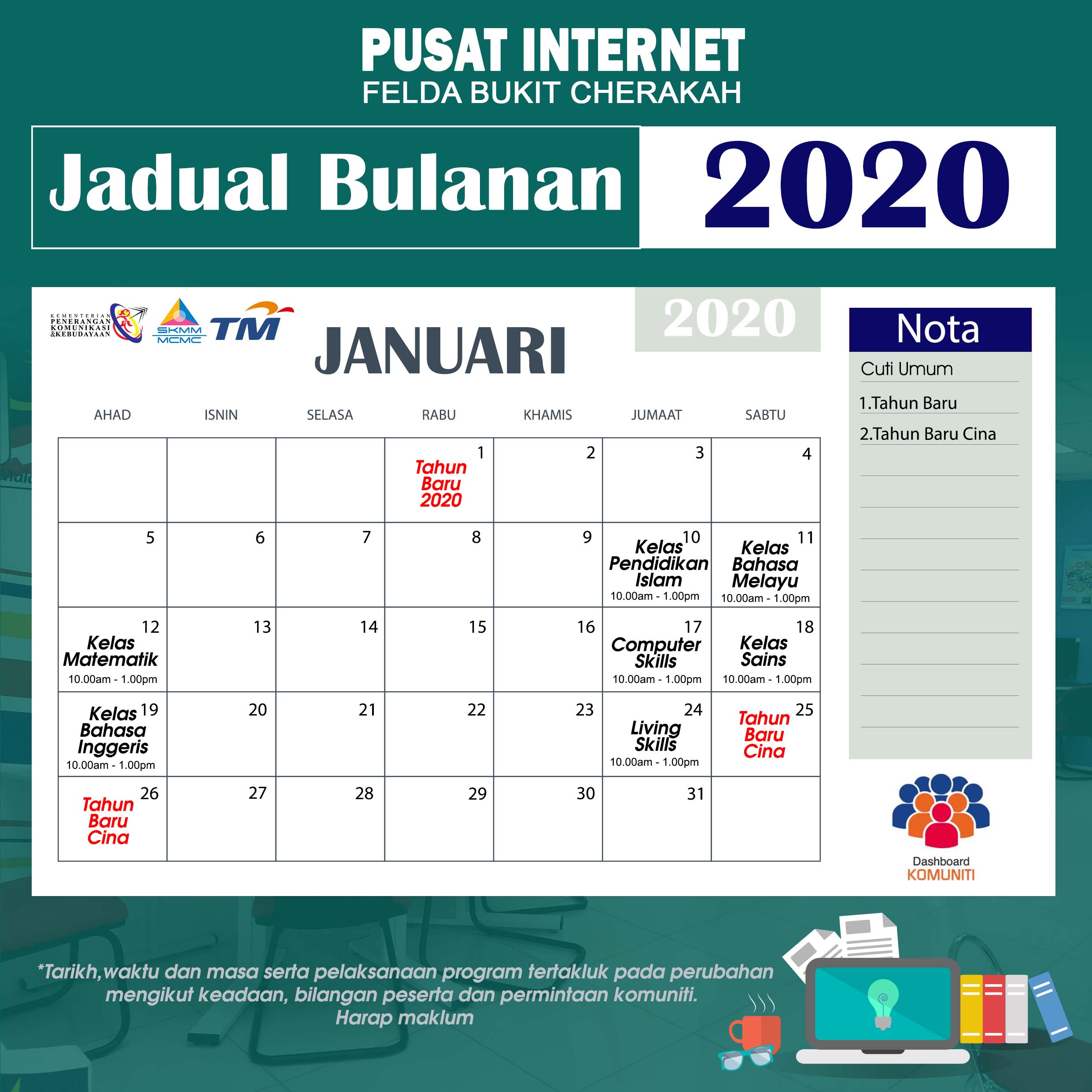 Kalender Pi1M januari 2020