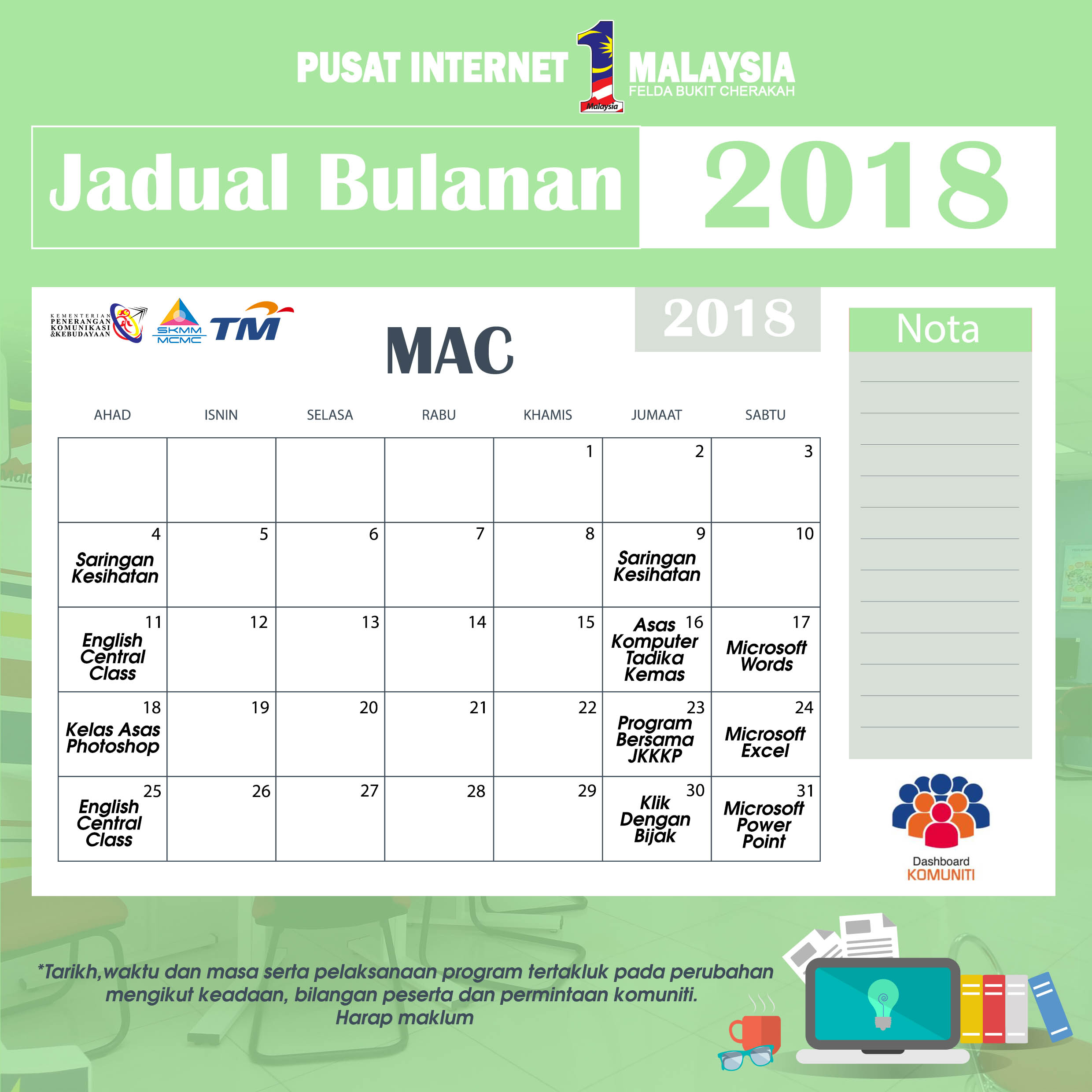 Kalender Pi1M mac 2018