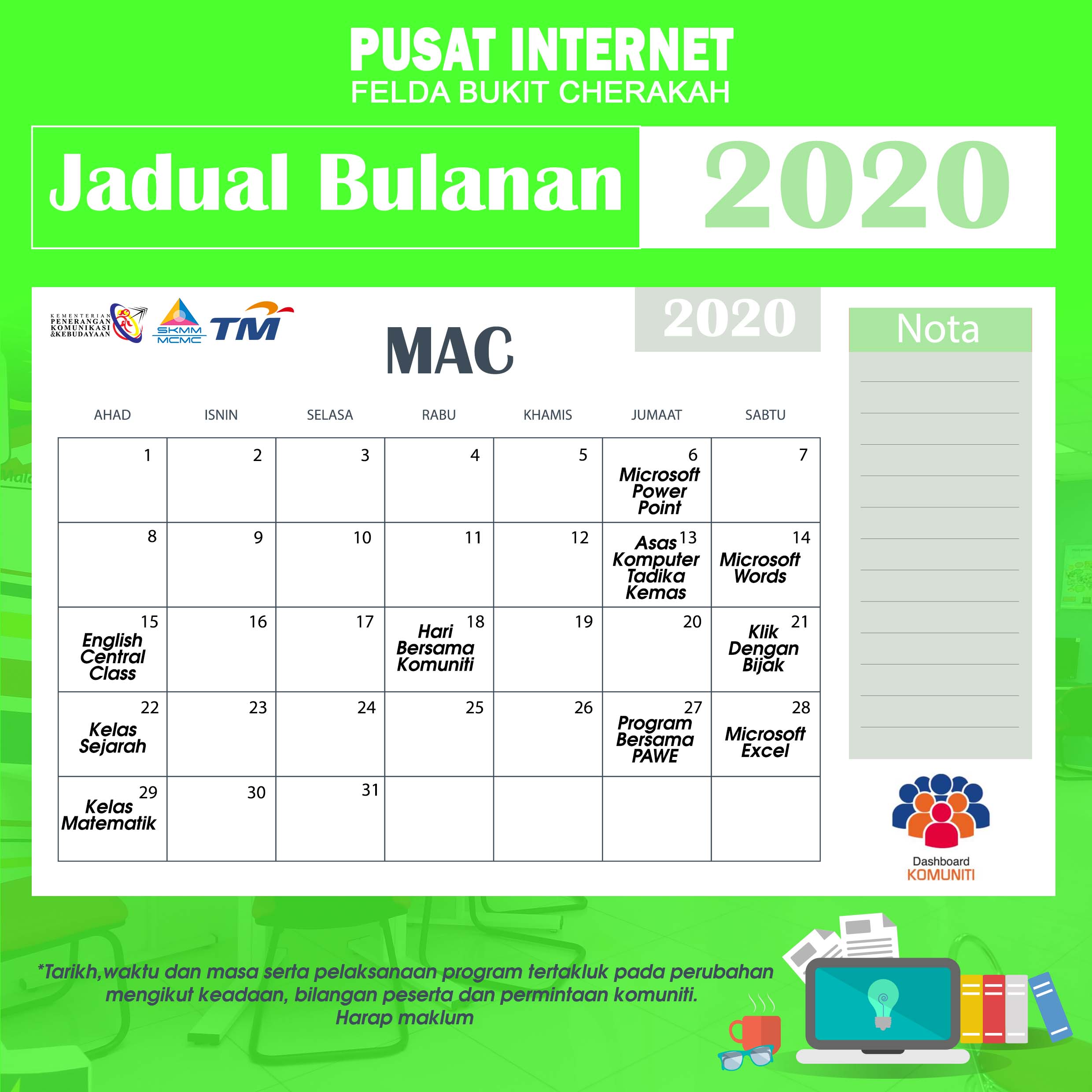 Kalender Pi1M mac 2020