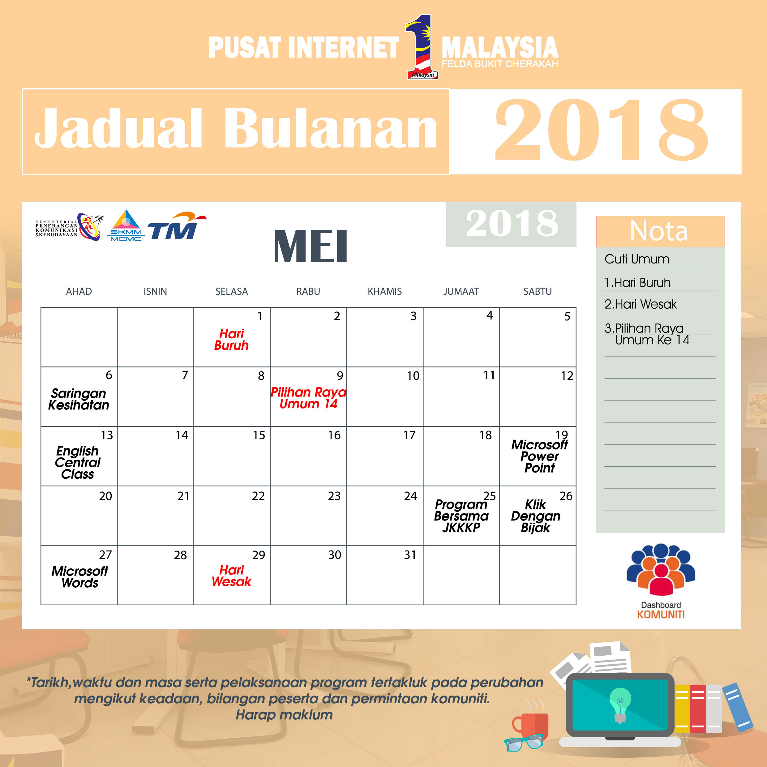 Kalender Pi1M mei 2018