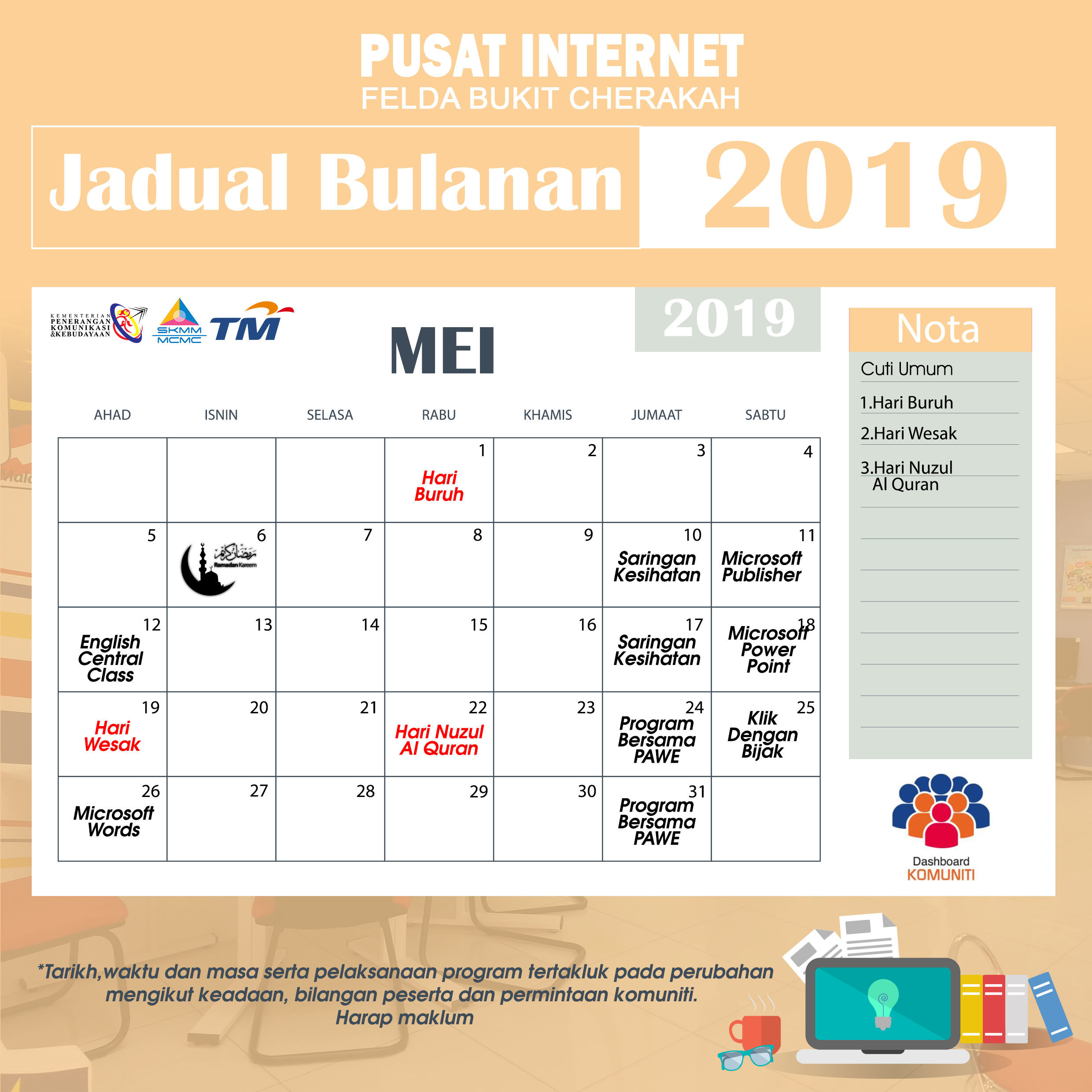 Kalender Pi1M mei 2019