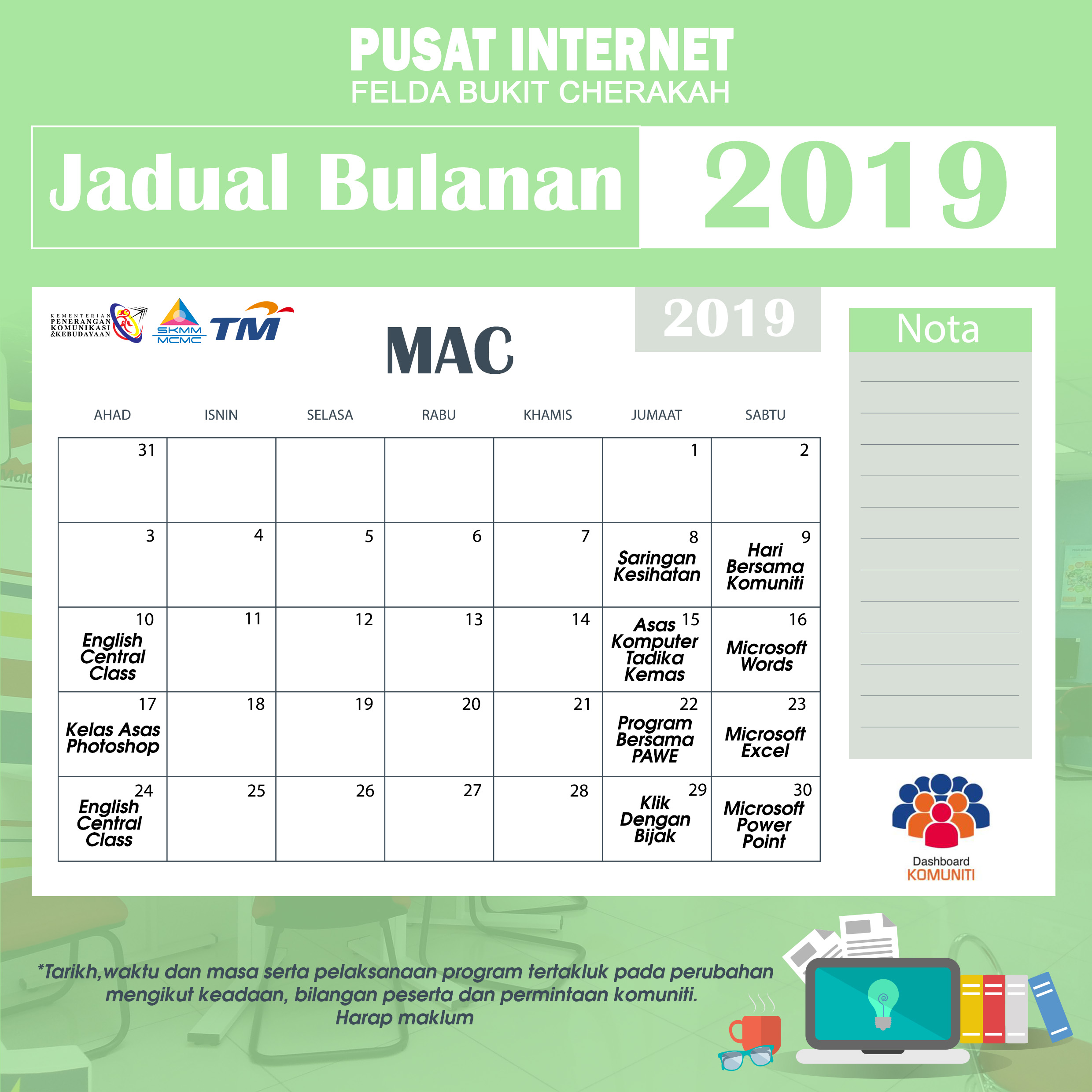 Kalender Pi mac 2019